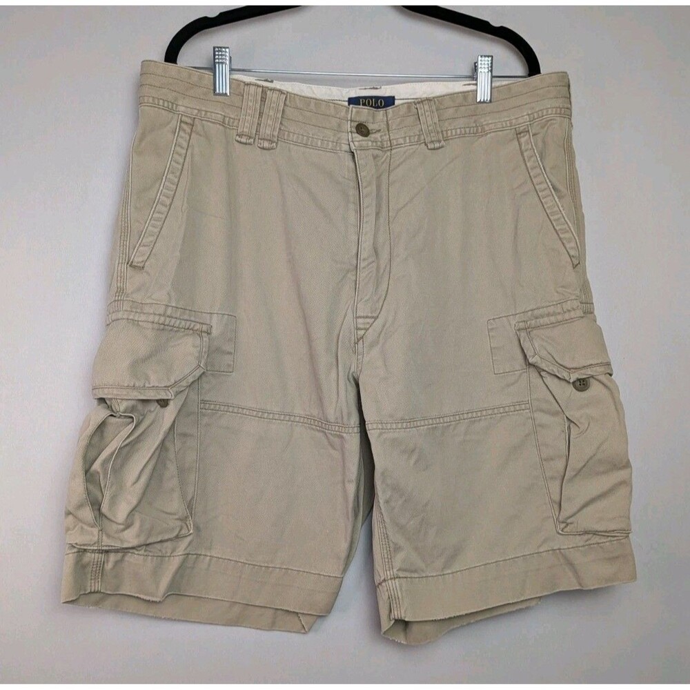 VTG 90s Polo Ralph Lauren Shorts Mens Size 36 Military Style Cargo Light Khaki